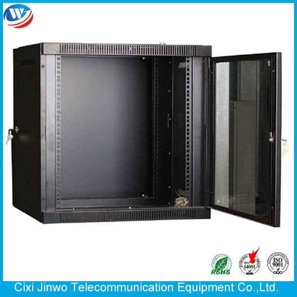 Double Section 12U Wall Mounted CCTV Cabinet 19 Inch Recessed Type