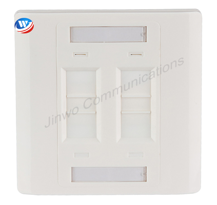 ABS Material RJ45 4 Port Faceplate UnShielded Wall Outlet Faceplate